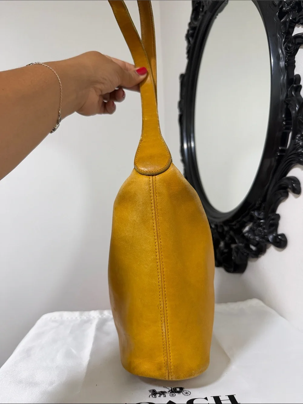 Coach Vintage 4148 Mustard Leather Top-Handle Shoulder Bag